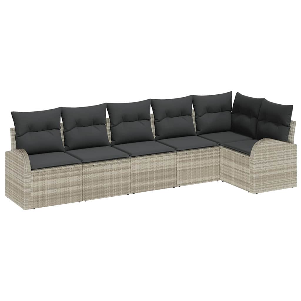 Tuin Sofa Set met kussen 6 pcs Lichtgrijs Poly riet is nu te koop bij PeponiXL, paradijselijk wonen!