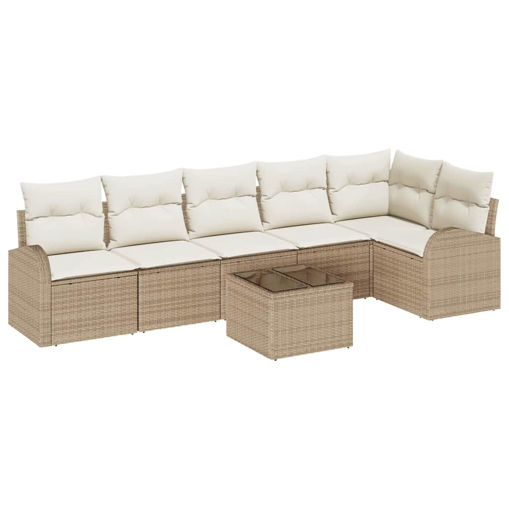 Tuin Sofa Set 7 pcs Beige poly rattan is nu te koop bij PeponiXL, paradijselijk wonen!