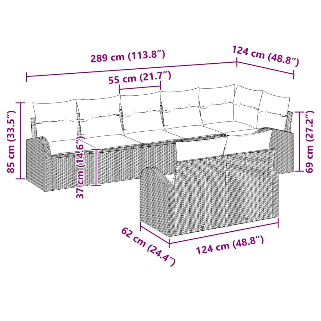 Tuin Sofa Set Lichtgrijs 55 x 55 x 37 cm poly rattan is nu te koop bij PeponiXL, paradijselijk wonen!