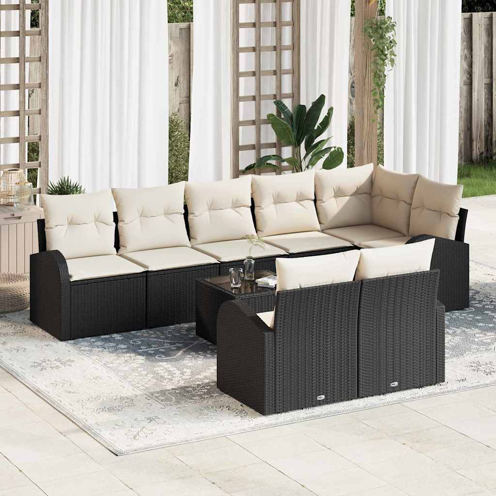 Tuin Sofa Set Zwart en Crème 55 x 55 x 37 cm poly rattan is nu te koop bij PeponiXL, paradijselijk wonen!