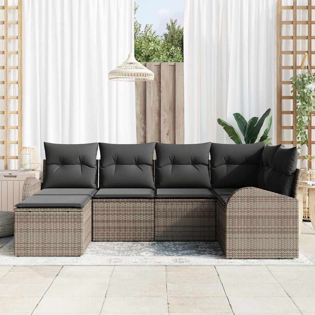 Tuinbankenset 6 pcs Grijs poly rattan is nu te koop bij PeponiXL, paradijselijk wonen!