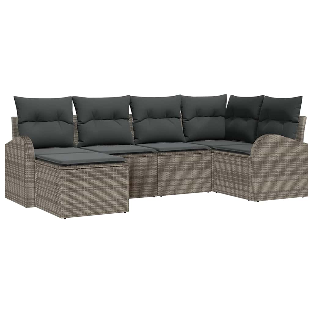 Tuinbankenset 6 pcs Grijs poly rattan is nu te koop bij PeponiXL, paradijselijk wonen!