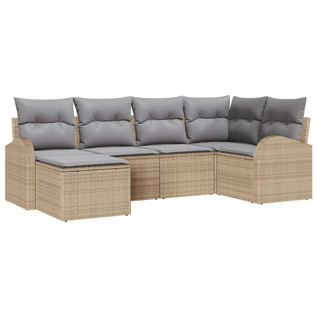 Tuinbankenset 6 pcs Beige poly rattan is nu te koop bij PeponiXL, paradijselijk wonen!