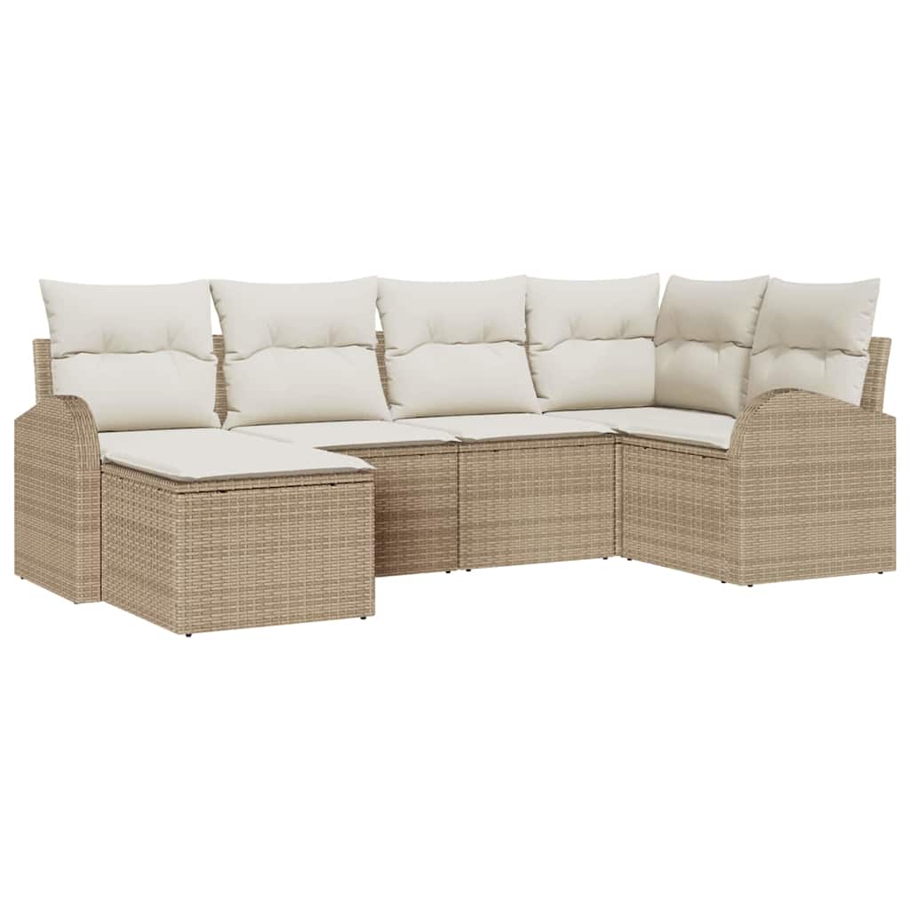 Tuinbankenset 6 pcs Beige poly rattan is nu te koop bij PeponiXL, paradijselijk wonen!