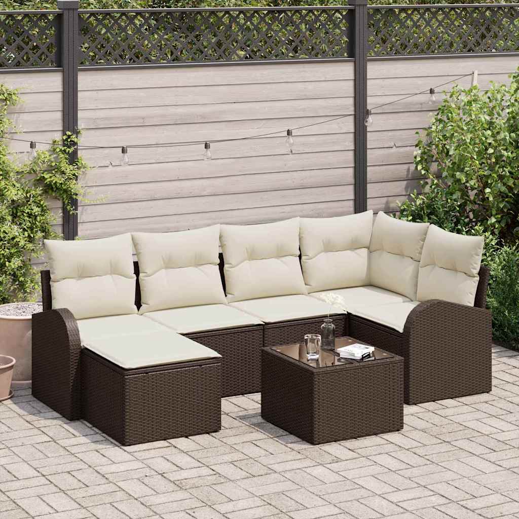 Tuinbankenset 7 pcs Bruin poly rattan is nu te koop bij PeponiXL, paradijselijk wonen!