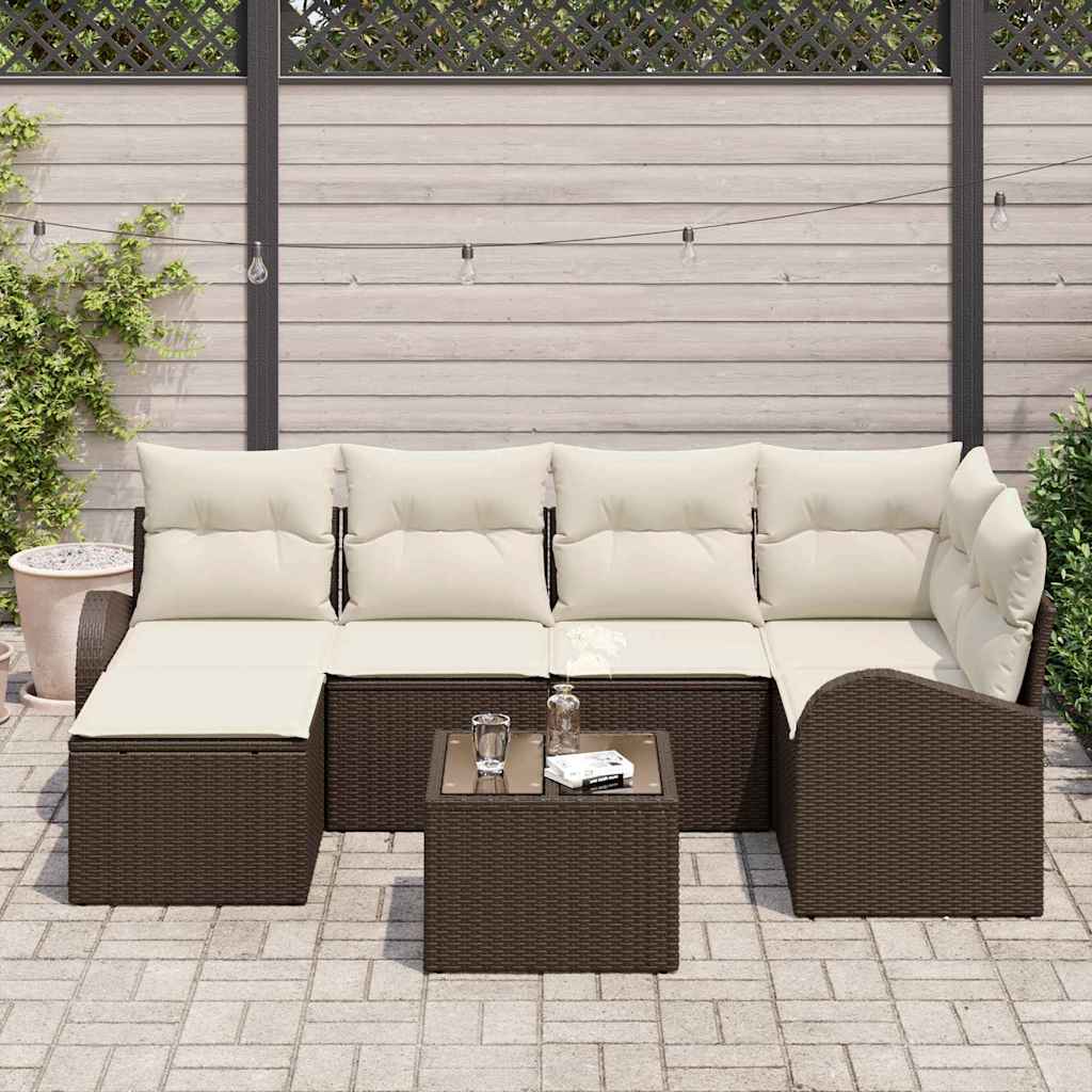 Tuinbankenset 7 pcs Bruin poly rattan is nu te koop bij PeponiXL, paradijselijk wonen!