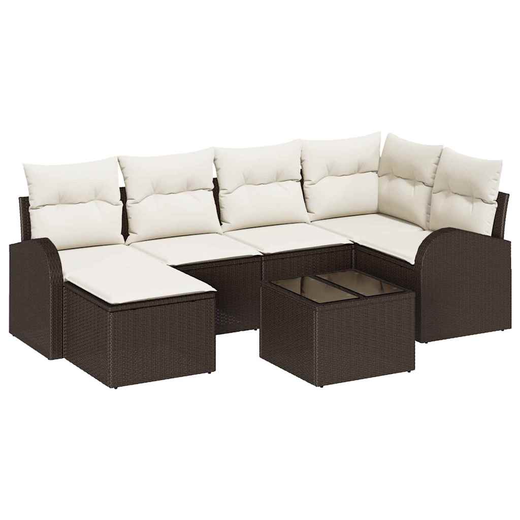 Tuinbankenset 7 pcs Bruin poly rattan is nu te koop bij PeponiXL, paradijselijk wonen!