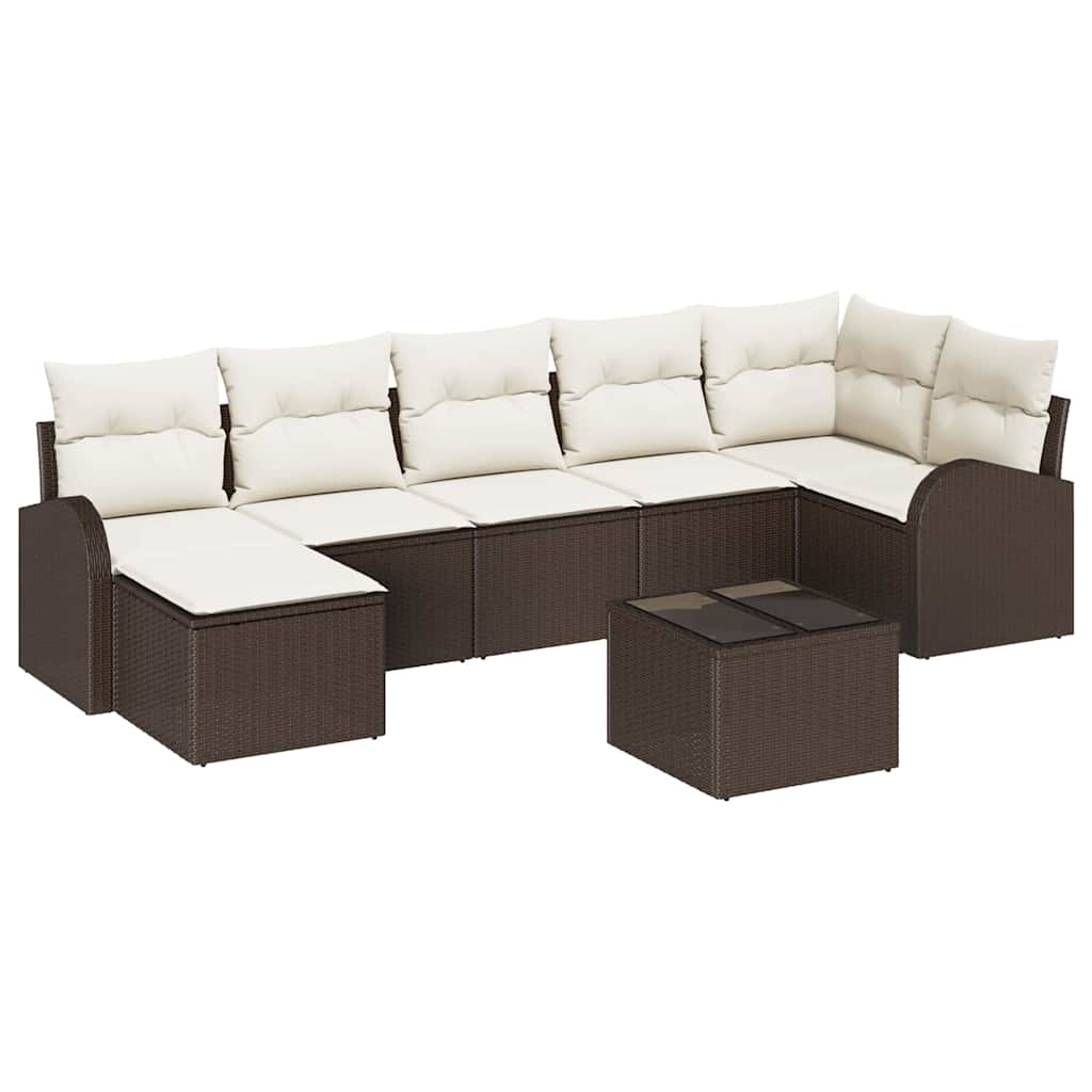 Tuin Sofa Set met kussen 8 pcs Bruin Poly riet is nu te koop bij PeponiXL, paradijselijk wonen!