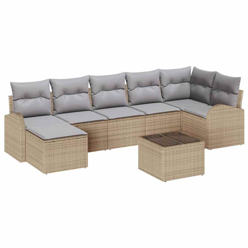 Tuin Sofa Set met kussen 8 pcs Beige Poly riet is nu te koop bij PeponiXL, paradijselijk wonen!