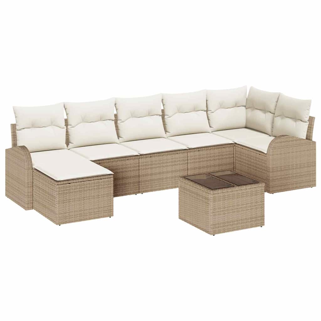 Tuin Sofa Set met kussen 8 pcs Beige Poly riet is nu te koop bij PeponiXL, paradijselijk wonen!