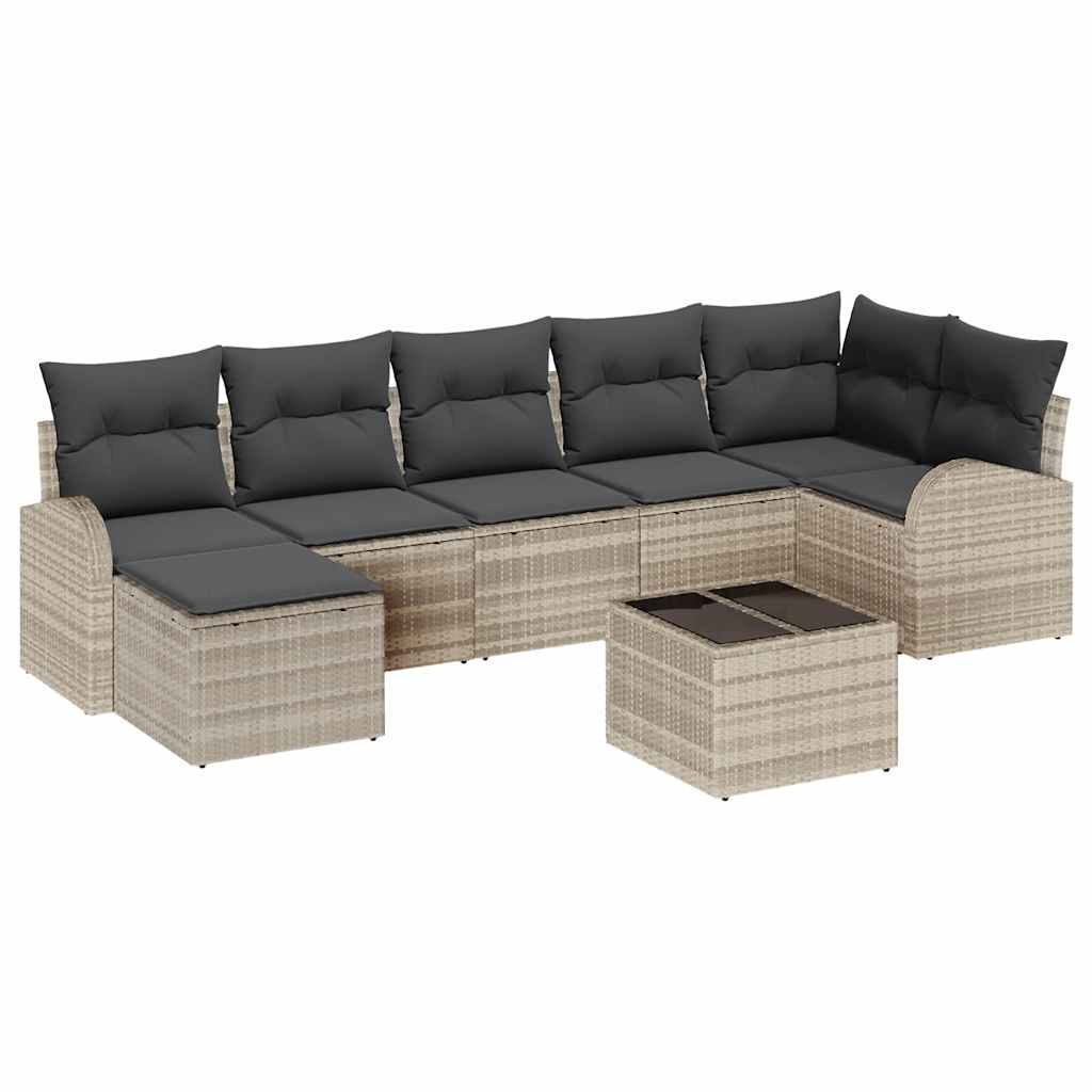 Tuin Sofa Set met kussen 8 pcs Lichtgrijs Poly riet is nu te koop bij PeponiXL, paradijselijk wonen!