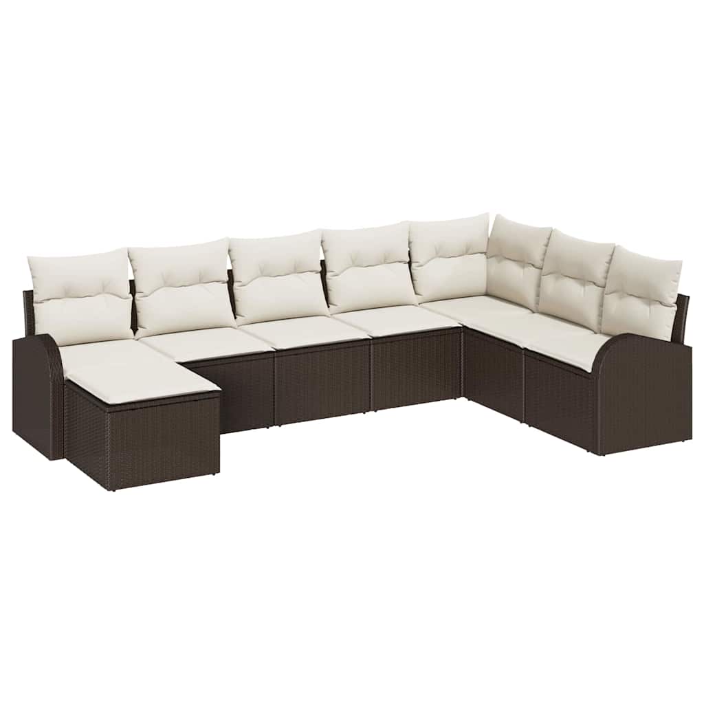 Tuin Sofa Set met kussen 8 pcs Bruin Poly riet is nu te koop bij PeponiXL, paradijselijk wonen!