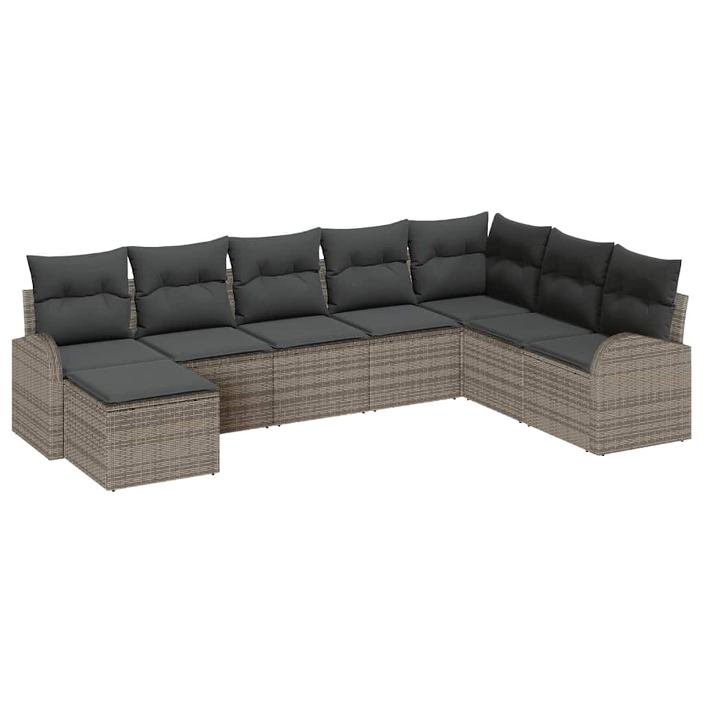 Tuin Sofa Set met kussen 8 pcs Grijs Poly riet is nu te koop bij PeponiXL, paradijselijk wonen!