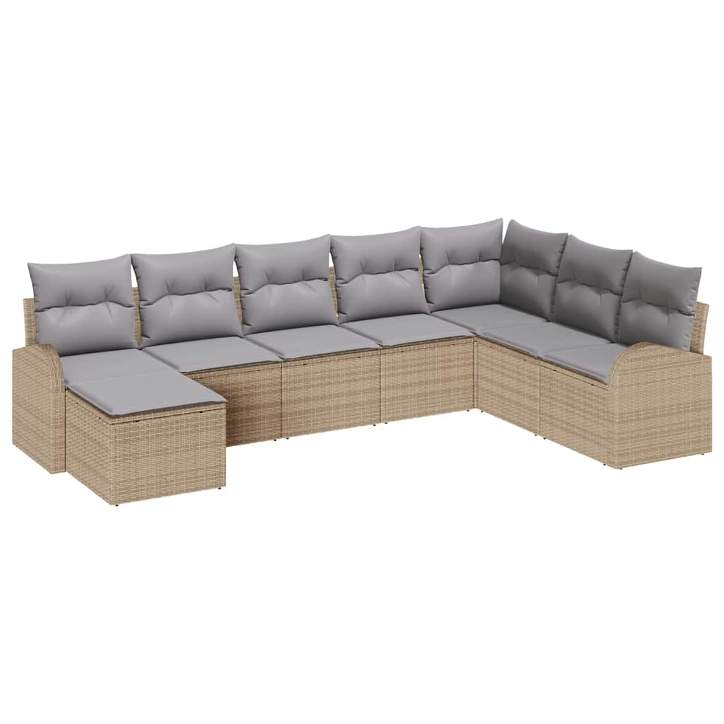 Tuin Sofa Set met kussen 8 pcs Beige Poly riet is nu te koop bij PeponiXL, paradijselijk wonen!