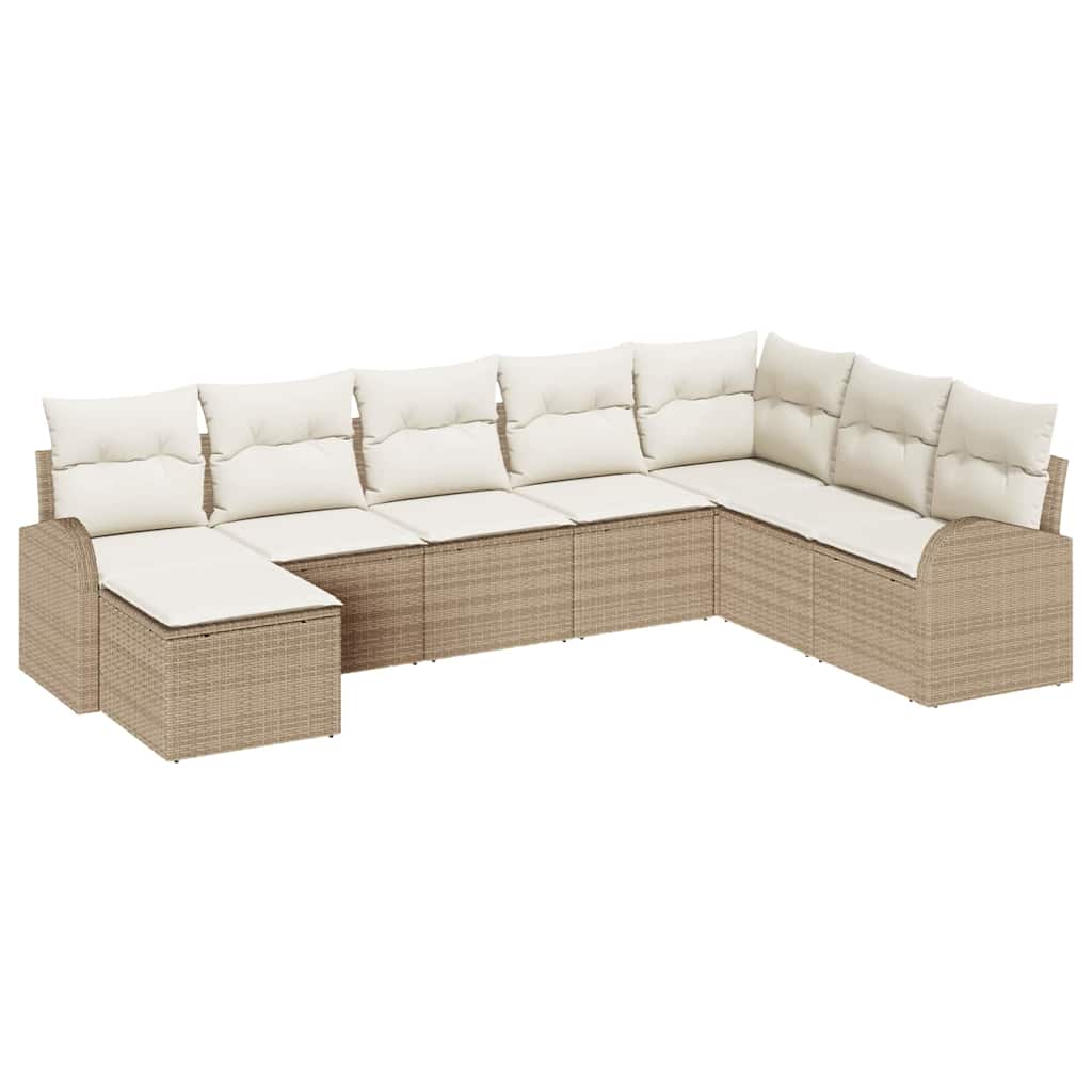Tuin Sofa Set met kussen 8 pcs Beige Poly Rattan is nu te koop bij PeponiXL, paradijselijk wonen!