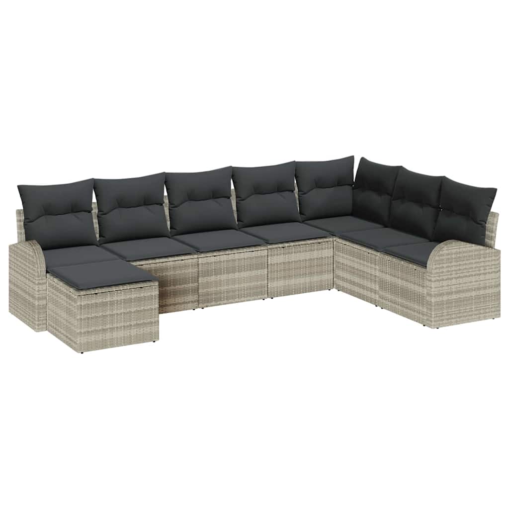Tuin Sofa Set met kussen 8 pcs Lichtgrijs Poly riet is nu te koop bij PeponiXL, paradijselijk wonen!
