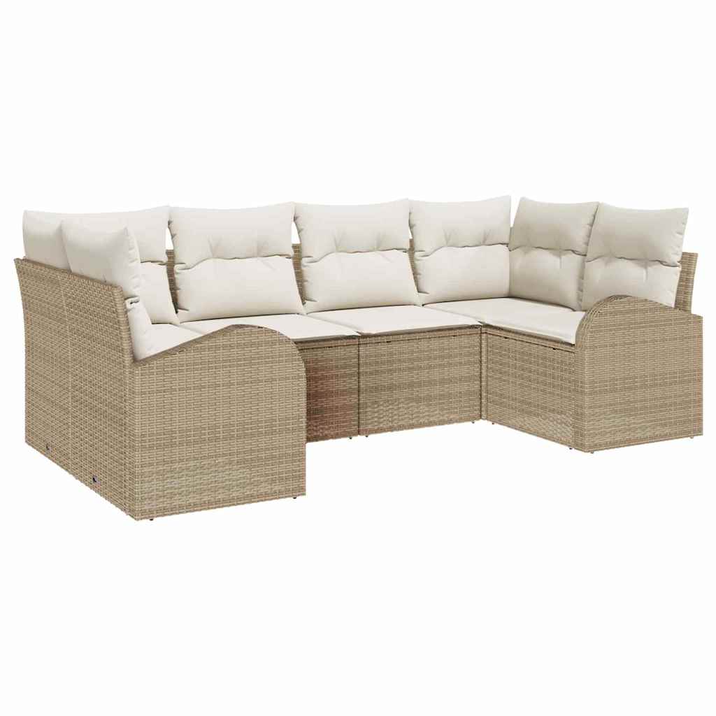 Tuin Sofa Set met kussen 6 pcs Beige Poly Rattan