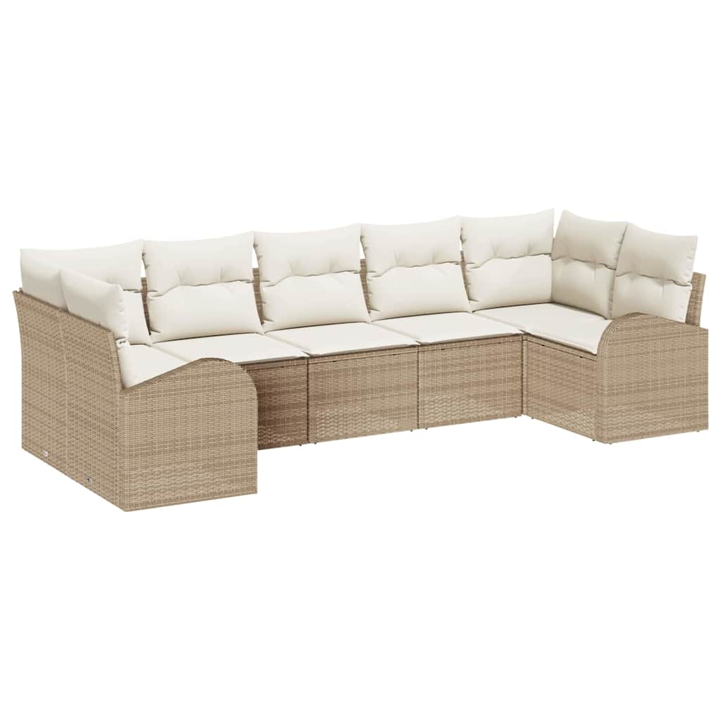 Tuin Sofa Set met kussen 7 pcs Beige Poly Rattan is nu te koop bij PeponiXL, paradijselijk wonen!