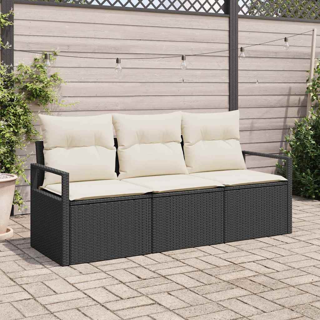 Bankstel 3 pcs Zwart poly rattan is nu te koop bij PeponiXL, paradijselijk wonen!