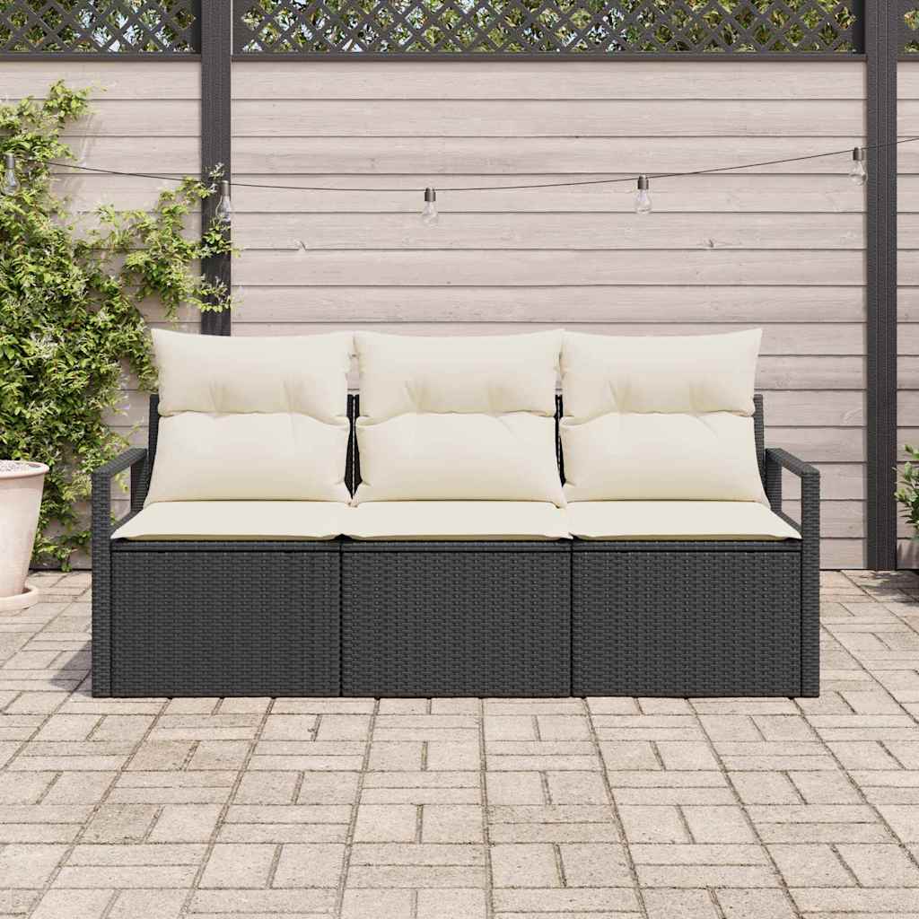 Bankstel 3 pcs Zwart poly rattan is nu te koop bij PeponiXL, paradijselijk wonen!