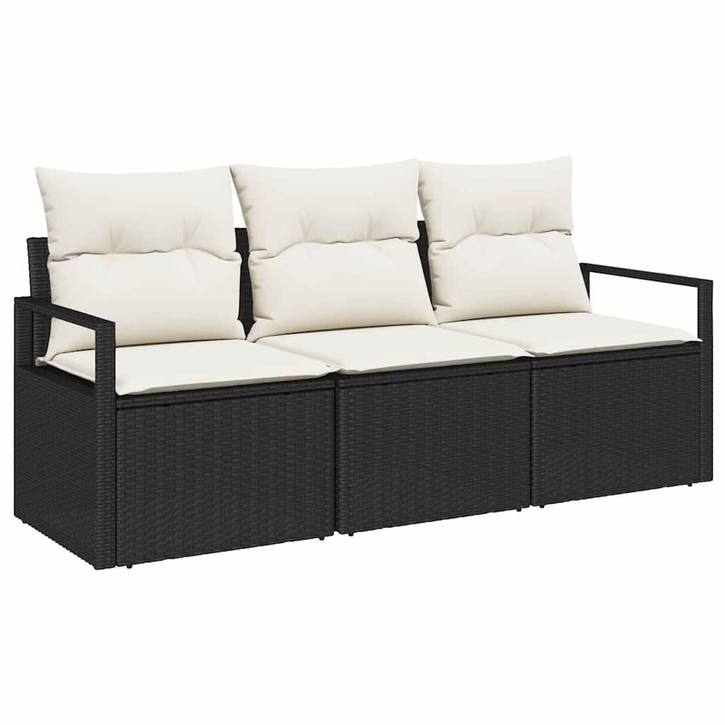 Bankstel 3 pcs Zwart poly rattan is nu te koop bij PeponiXL, paradijselijk wonen!