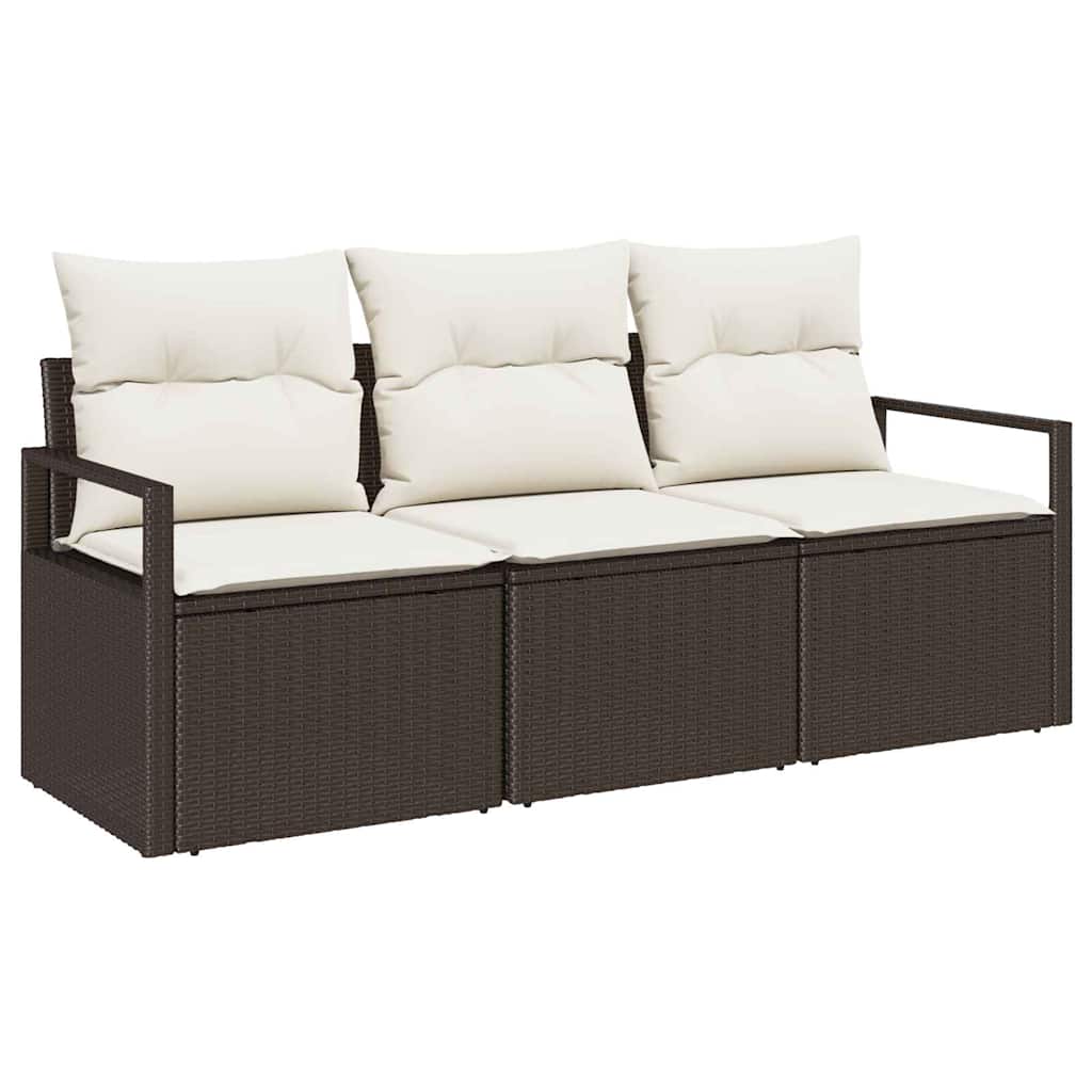 Bankstel 3 pcs Bruin poly rattan is nu te koop bij PeponiXL, paradijselijk wonen!