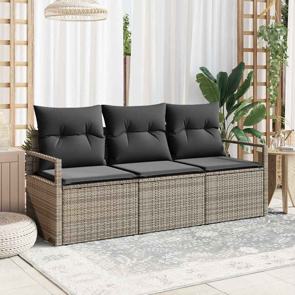 Bankstel 3 pcs Grijs poly rattan is nu te koop bij PeponiXL, paradijselijk wonen!