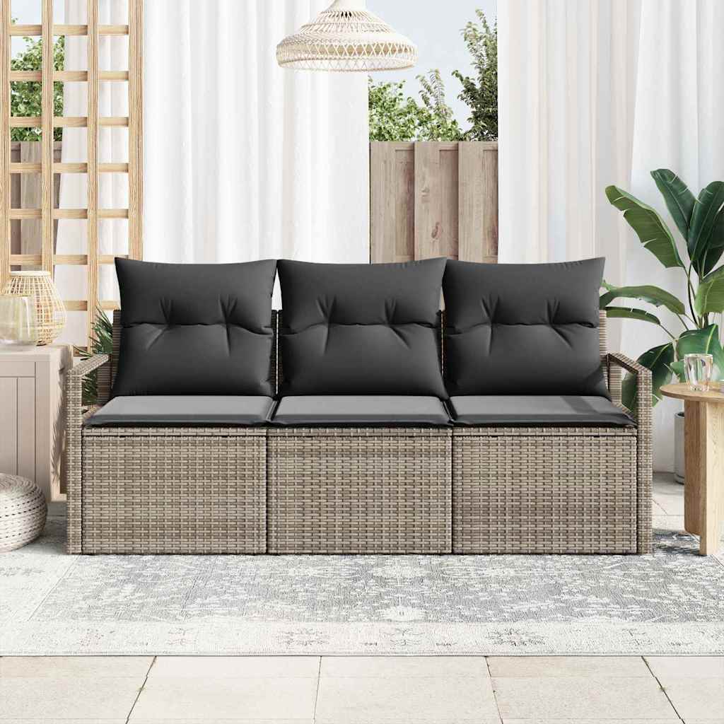 Bankstel 3 pcs Grijs poly rattan is nu te koop bij PeponiXL, paradijselijk wonen!