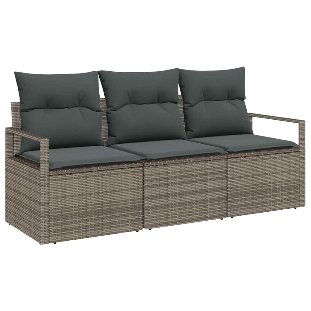 Bankstel 3 pcs Grijs poly rattan is nu te koop bij PeponiXL, paradijselijk wonen!