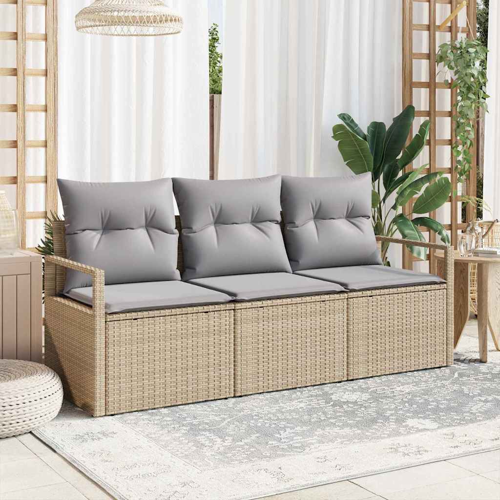 Bankstel 3 pcs Beige poly rattan is nu te koop bij PeponiXL, paradijselijk wonen!