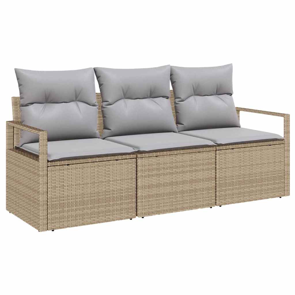 Bankstel 3 pcs Beige poly rattan is nu te koop bij PeponiXL, paradijselijk wonen!