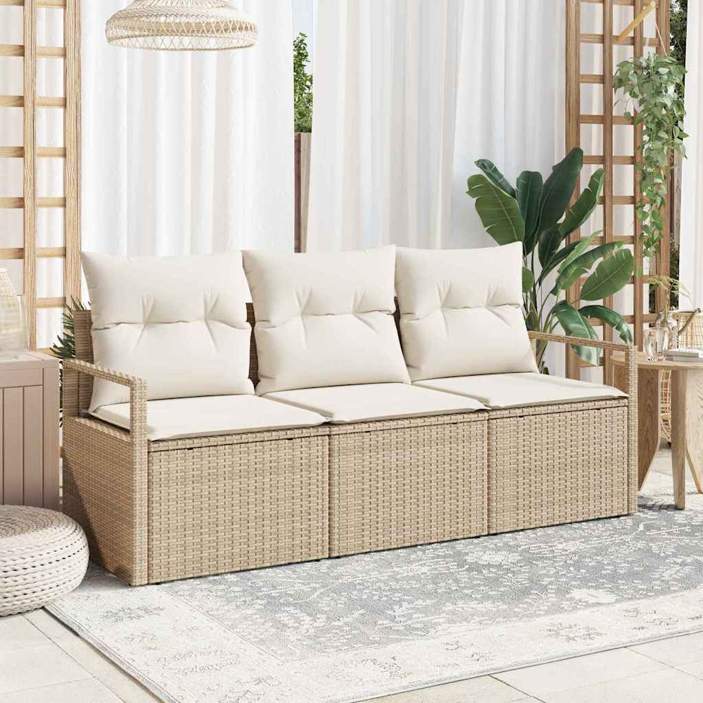 Bankstel 3 pcs Beige poly rattan is nu te koop bij PeponiXL, paradijselijk wonen!