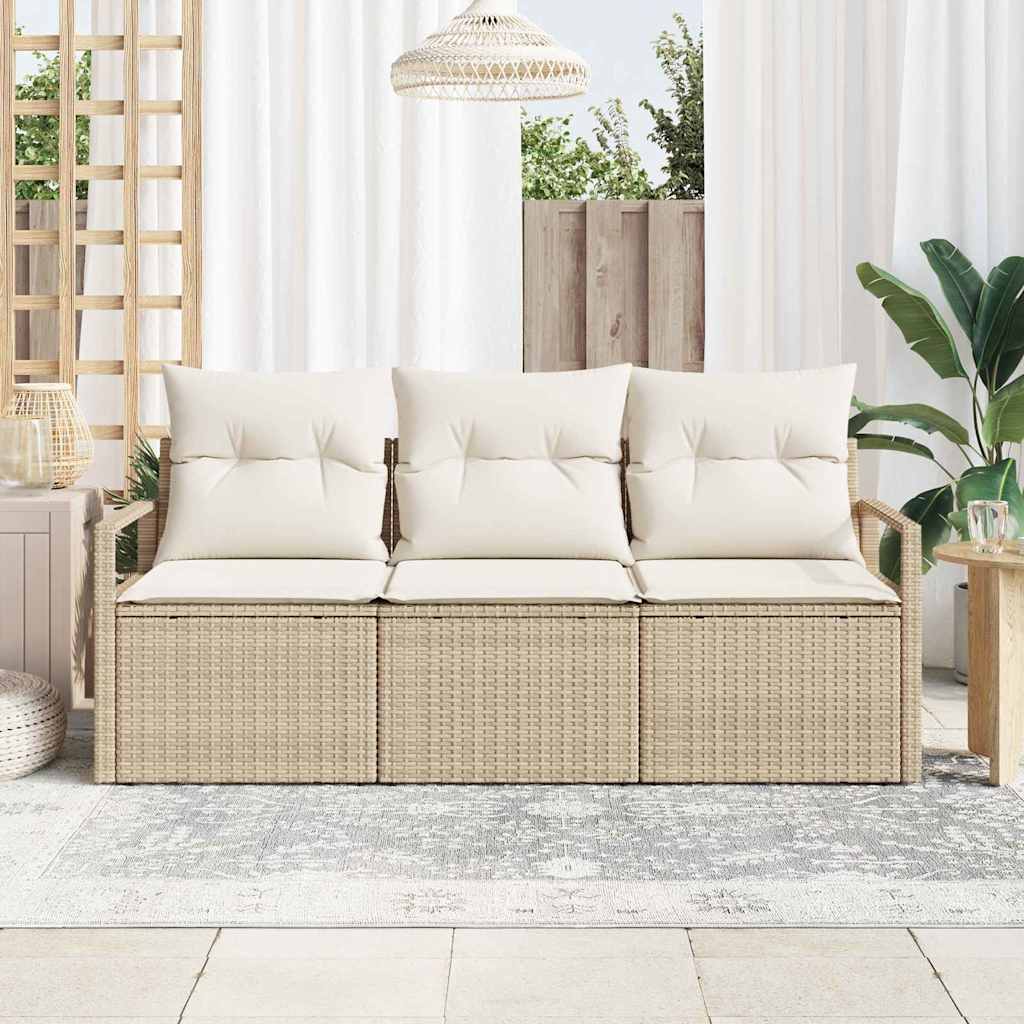 Bankstel 3 pcs Beige poly rattan is nu te koop bij PeponiXL, paradijselijk wonen!