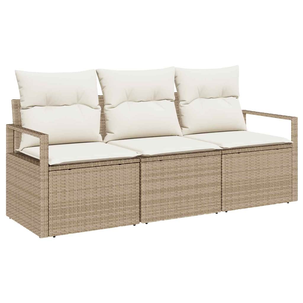 Bankstel 3 pcs Beige poly rattan is nu te koop bij PeponiXL, paradijselijk wonen!