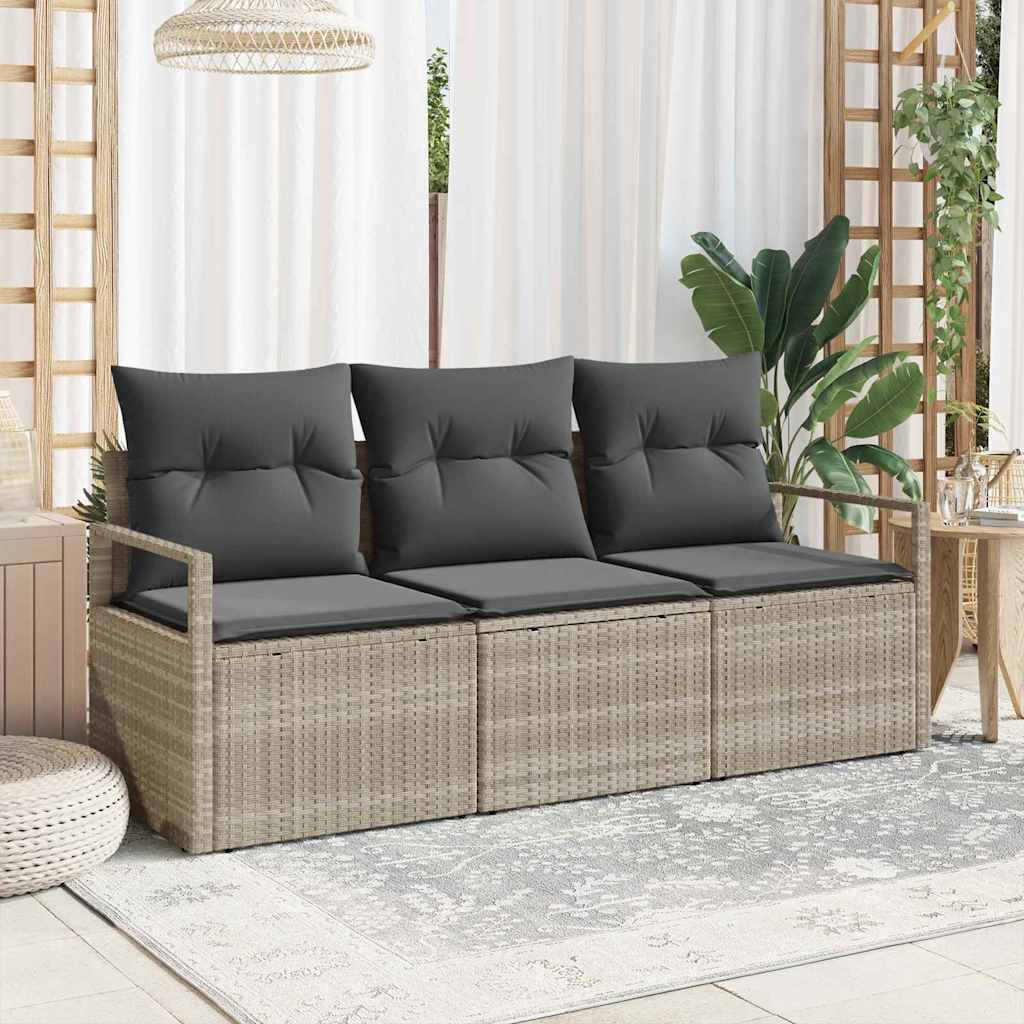 Bankstel 3 pcs Lichtgrijs poly rattan is nu te koop bij PeponiXL, paradijselijk wonen!