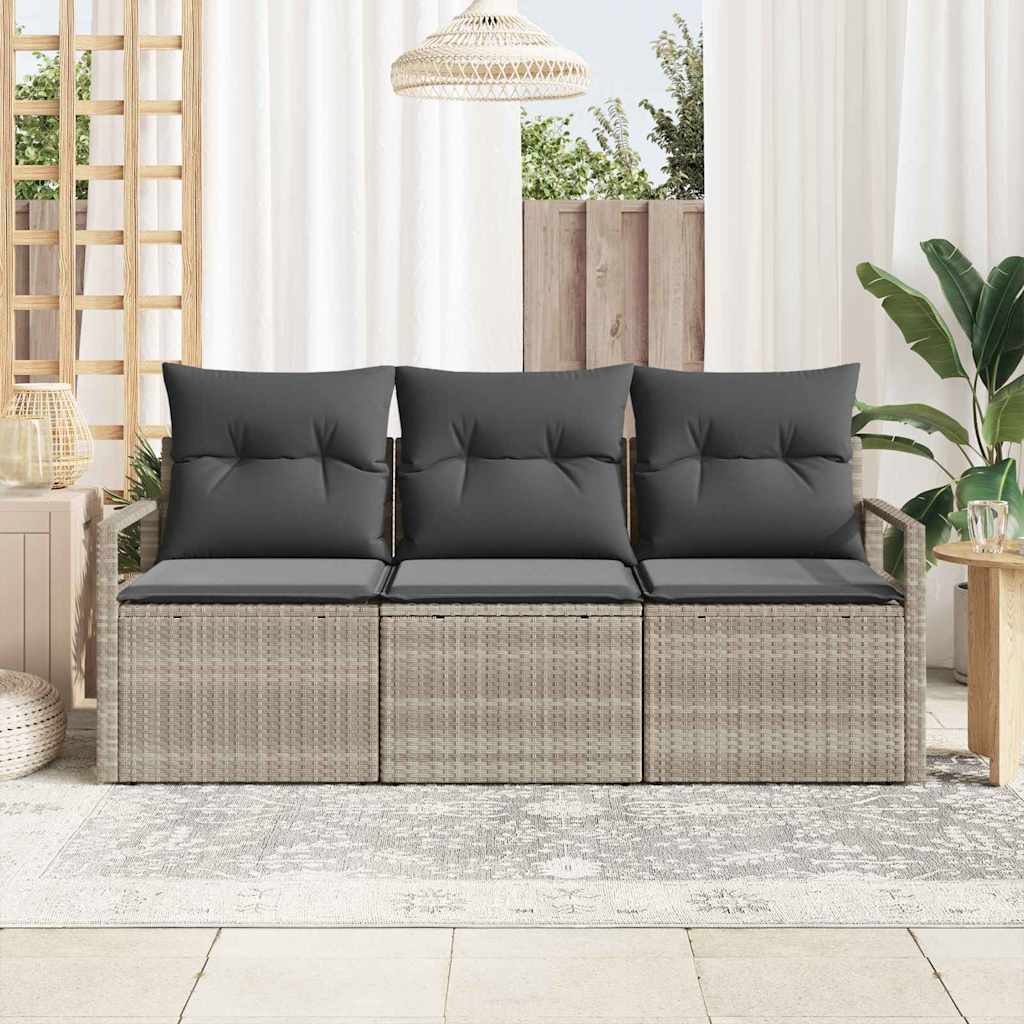 Bankstel 3 pcs Lichtgrijs poly rattan is nu te koop bij PeponiXL, paradijselijk wonen!