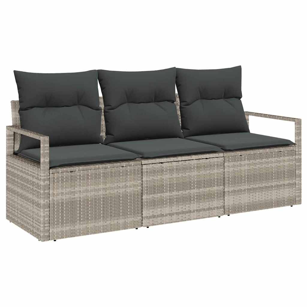 Bankstel 3 pcs Lichtgrijs poly rattan is nu te koop bij PeponiXL, paradijselijk wonen!