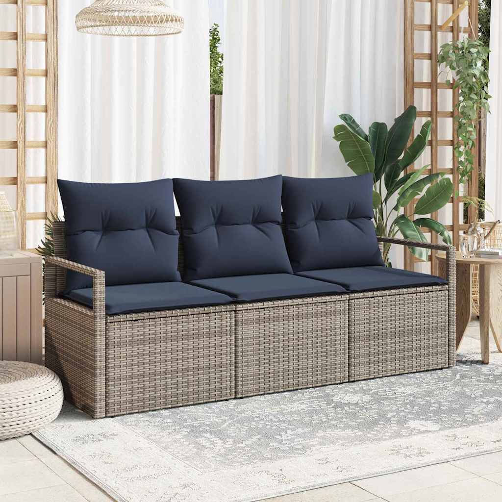 Bankstel 3 pcs Grijs poly rattan is nu te koop bij PeponiXL, paradijselijk wonen!