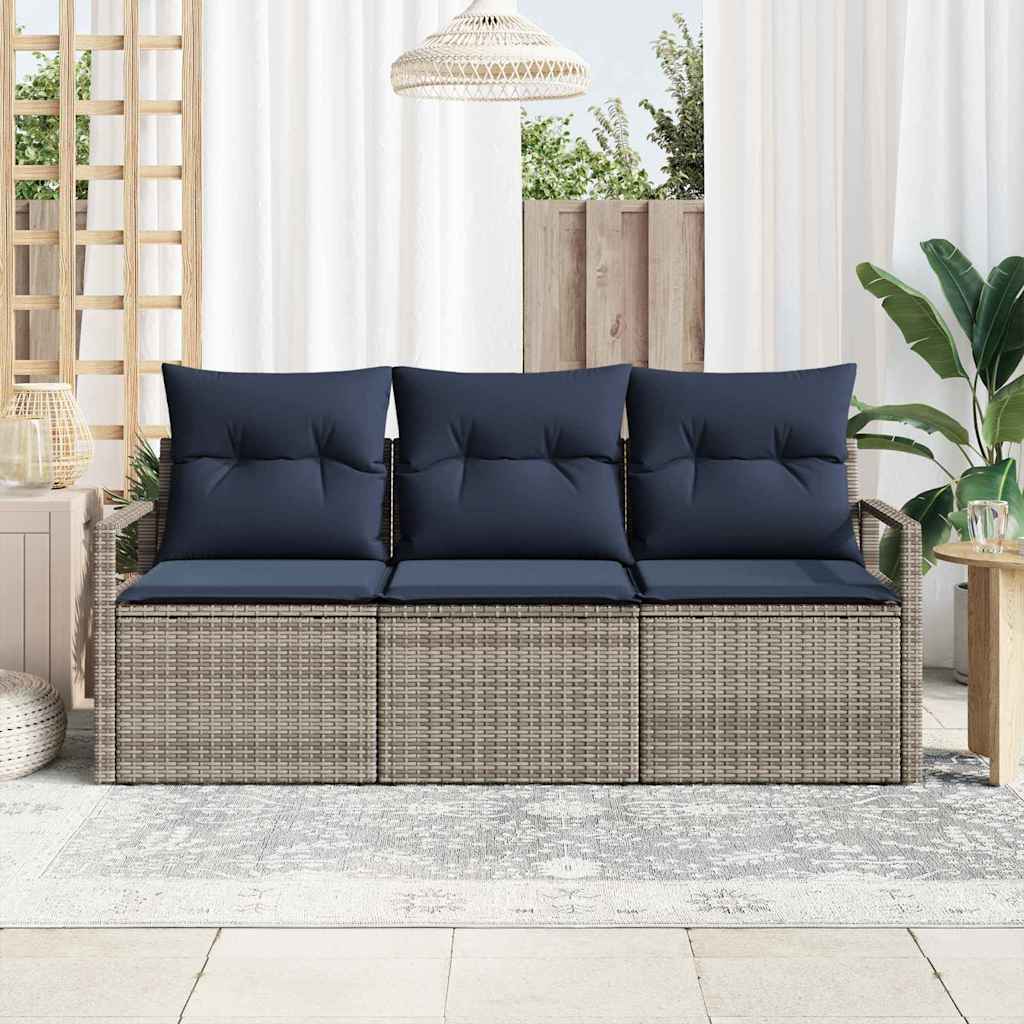 Bankstel 3 pcs Grijs poly rattan is nu te koop bij PeponiXL, paradijselijk wonen!