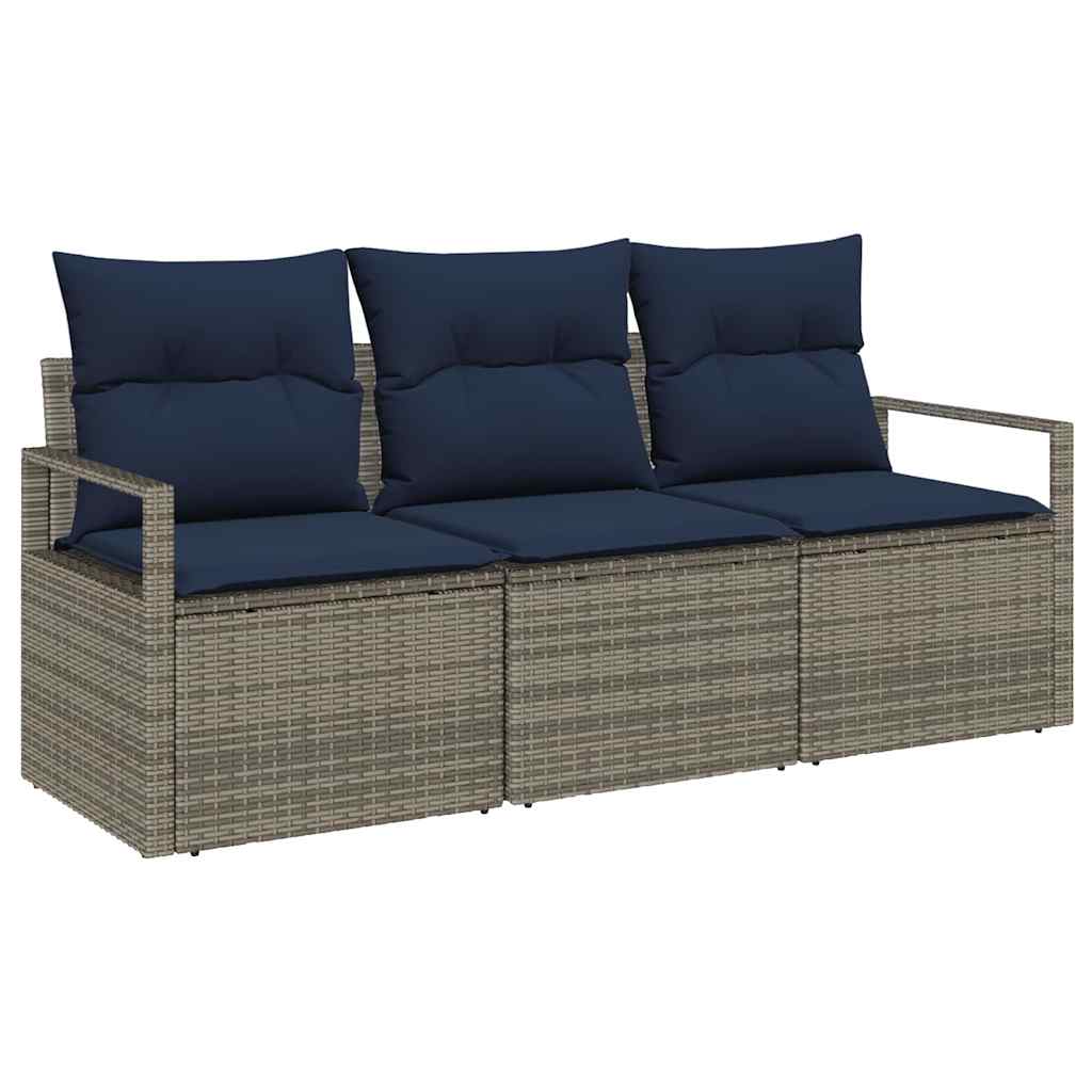Bankstel 3 pcs Grijs poly rattan is nu te koop bij PeponiXL, paradijselijk wonen!