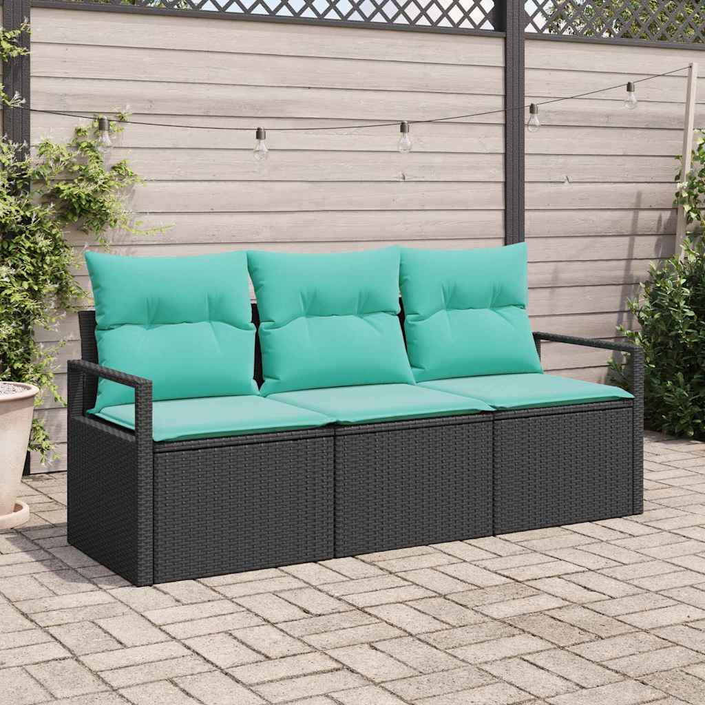 Bankstel 3 pcs Zwart poly rattan is nu te koop bij PeponiXL, paradijselijk wonen!