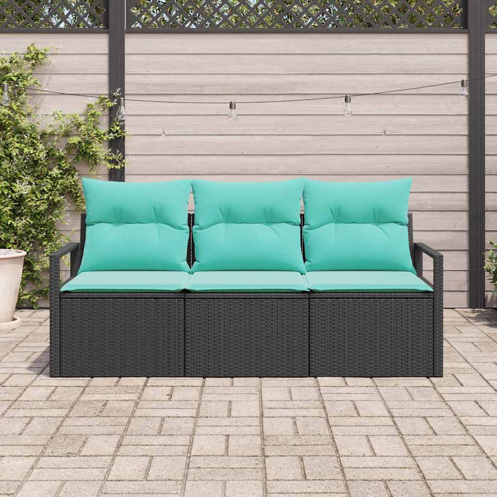 Bankstel 3 pcs Zwart poly rattan is nu te koop bij PeponiXL, paradijselijk wonen!