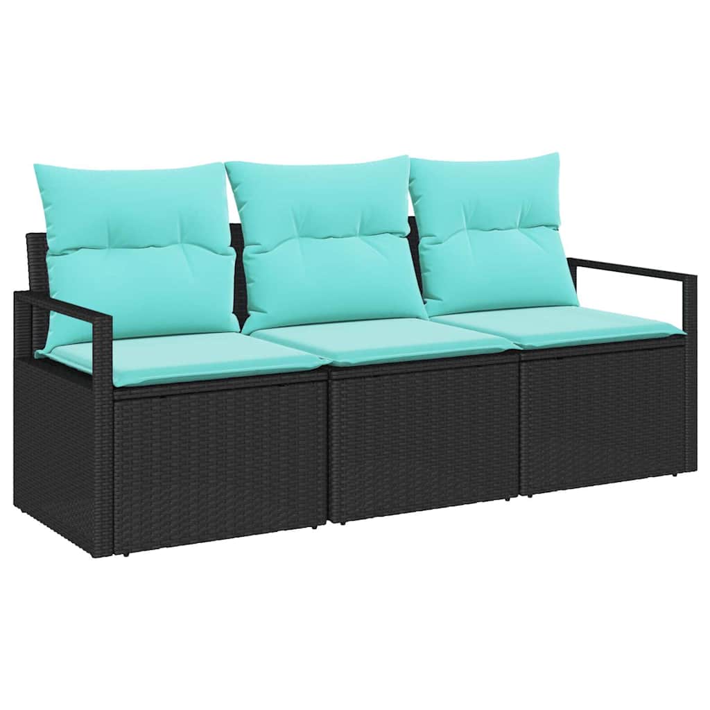 Bankstel 3 pcs Zwart poly rattan is nu te koop bij PeponiXL, paradijselijk wonen!