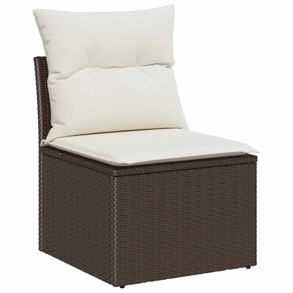 Bankstel 7 pcs Bruin en Crème poly rattan is nu te koop bij PeponiXL, paradijselijk wonen!