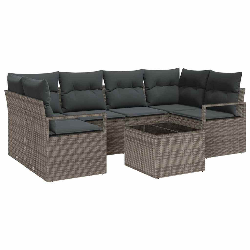 Bankstel met kussen 7 pcs Grijs poly rattan is nu te koop bij PeponiXL, paradijselijk wonen!