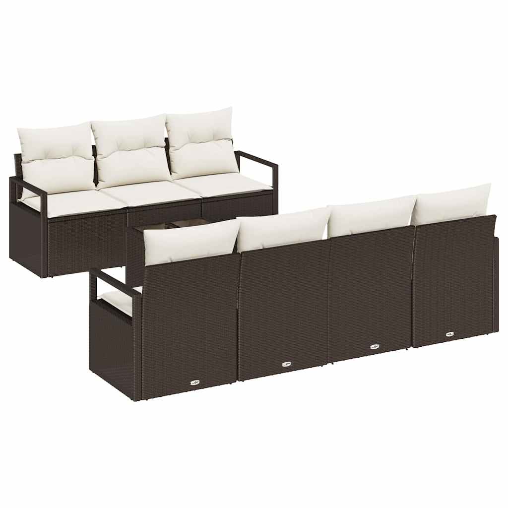 Bankstel met kussen 8 pcs Bruin en Crème poly rattan is nu te koop bij PeponiXL, paradijselijk wonen!