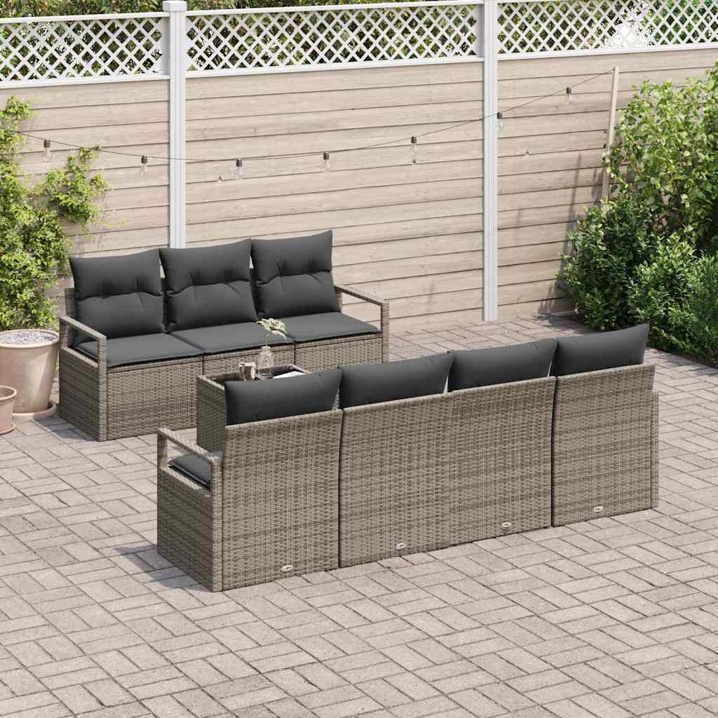 Bankstel met kussen 8 pcs Grijs poly rattan is nu te koop bij PeponiXL, paradijselijk wonen!
