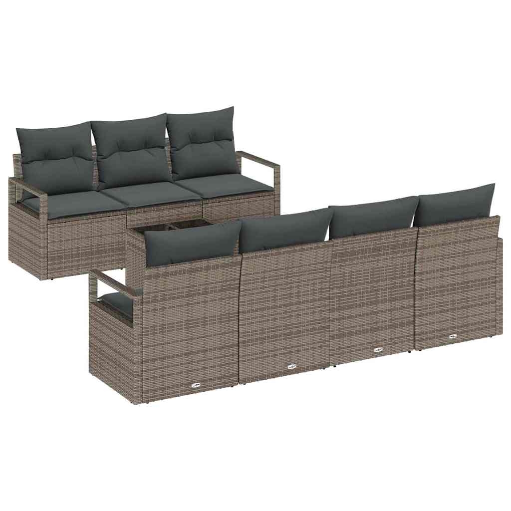 Bankstel met kussen 8 pcs Grijs poly rattan is nu te koop bij PeponiXL, paradijselijk wonen!