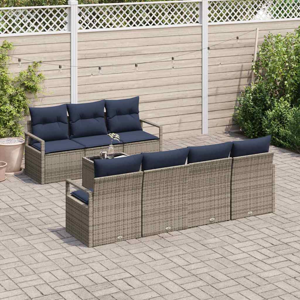 Bankstel met kussen 8 pcs Grijs poly rattan is nu te koop bij PeponiXL, paradijselijk wonen!