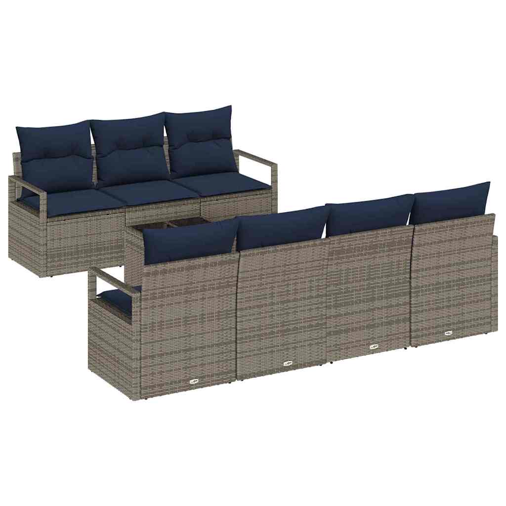 Bankstel met kussen 8 pcs Grijs poly rattan is nu te koop bij PeponiXL, paradijselijk wonen!
